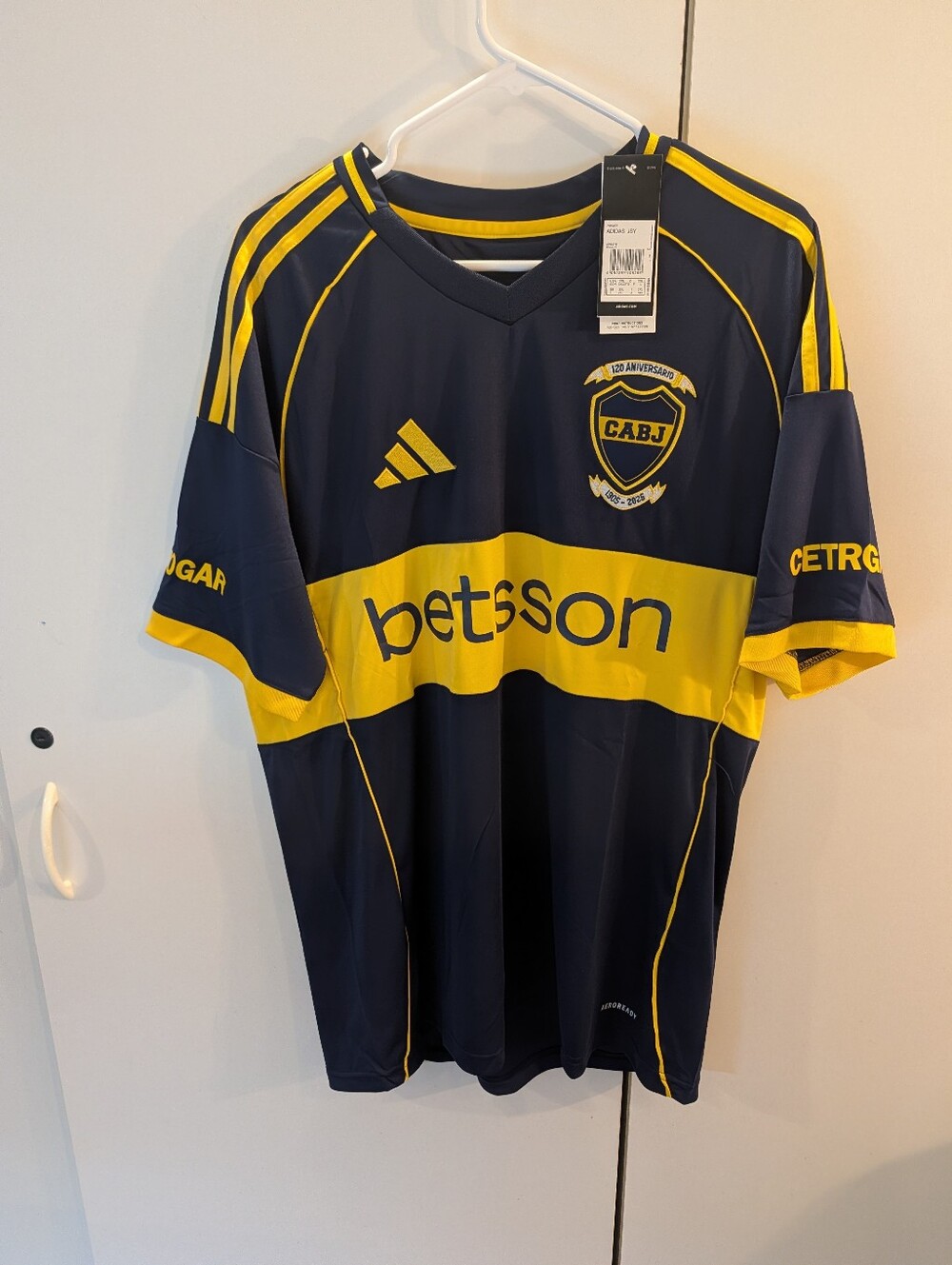 Adidas Mens 2XLNavy and Yellow Boca Juniors 25/26 Home Jersey NWT
